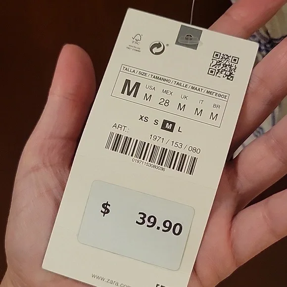 Zara | Plaid Long Sleeve Crop Top with Smocking At Chest 100% Cotton - M - Picture 8 of 10